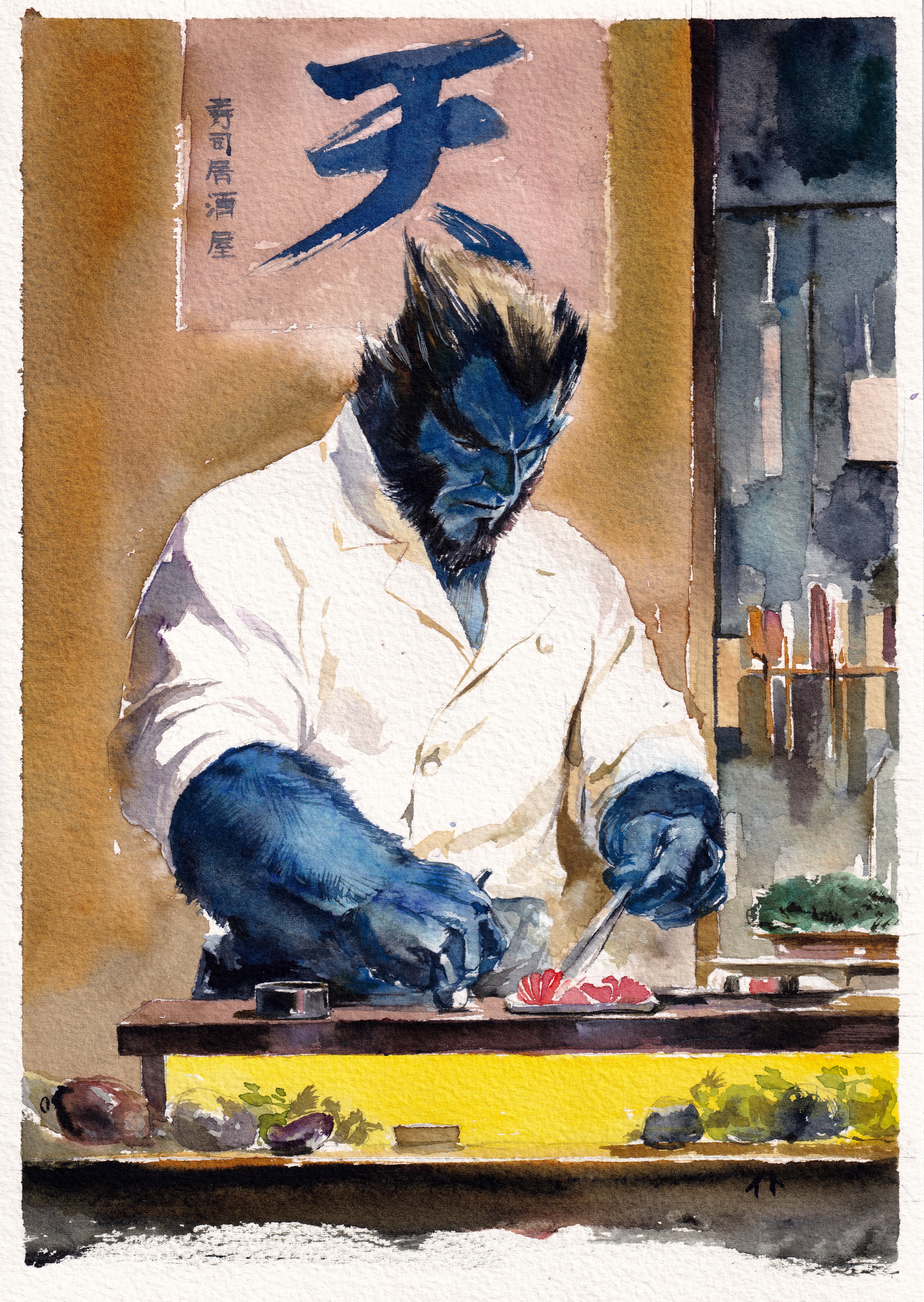 Ito Original Art Beast Yakitori Chef Illustration