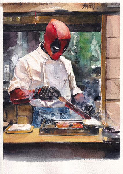 Ito Original Art Deadpool Yakitori Chef Illustration