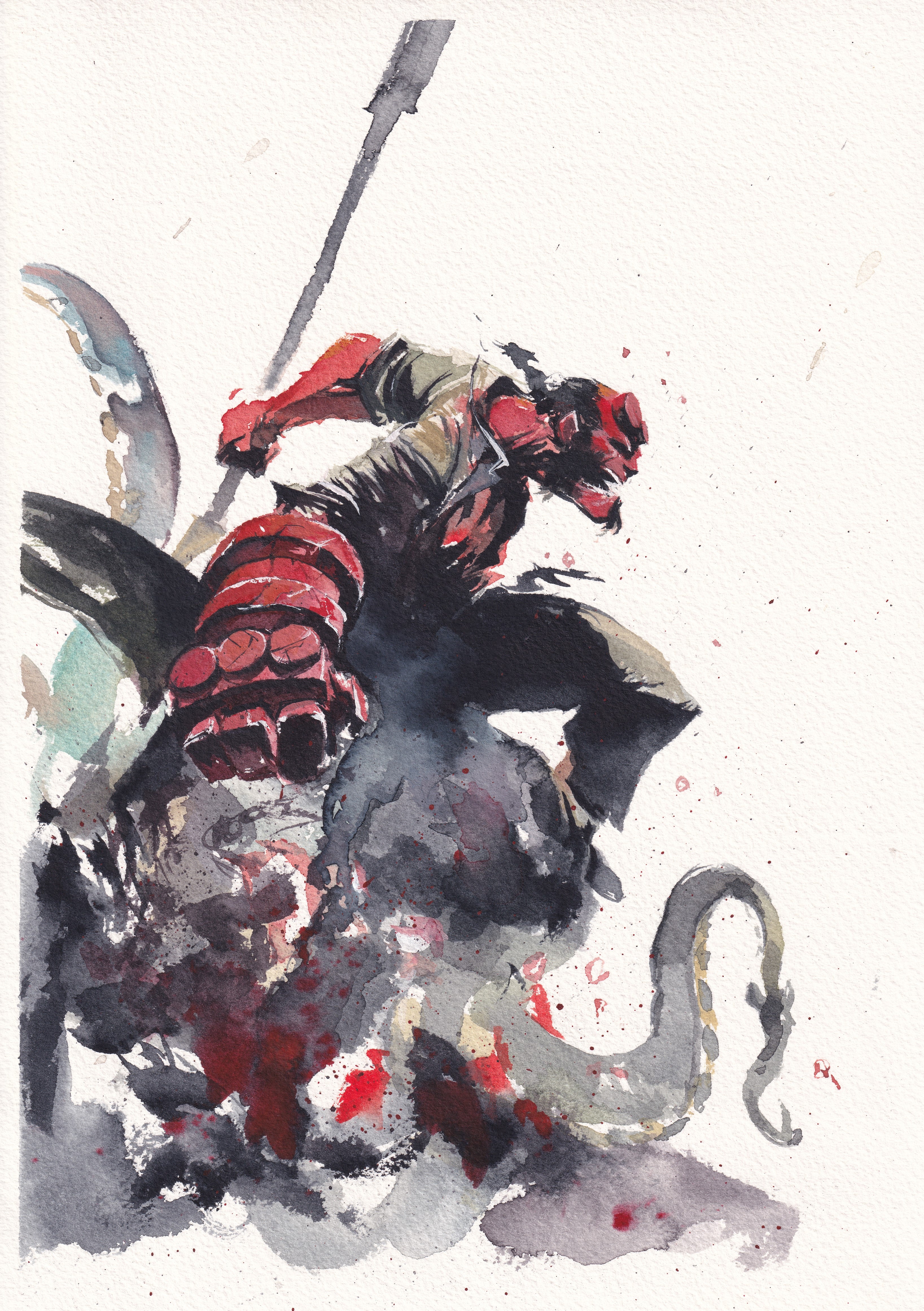 Ito Original Art Hellboy (after Mignola) Illustration