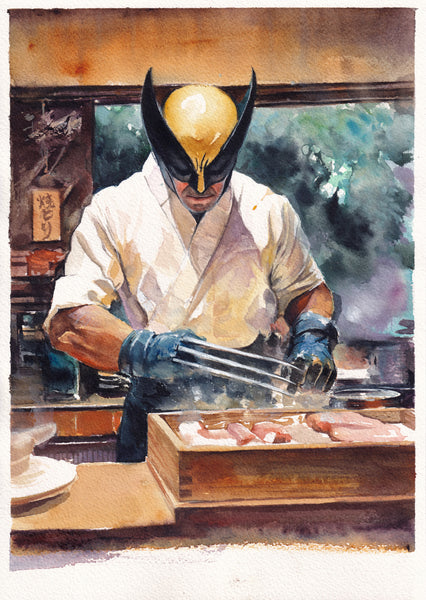 Ito Original Art Wolverine Yakitori Chef Illustration