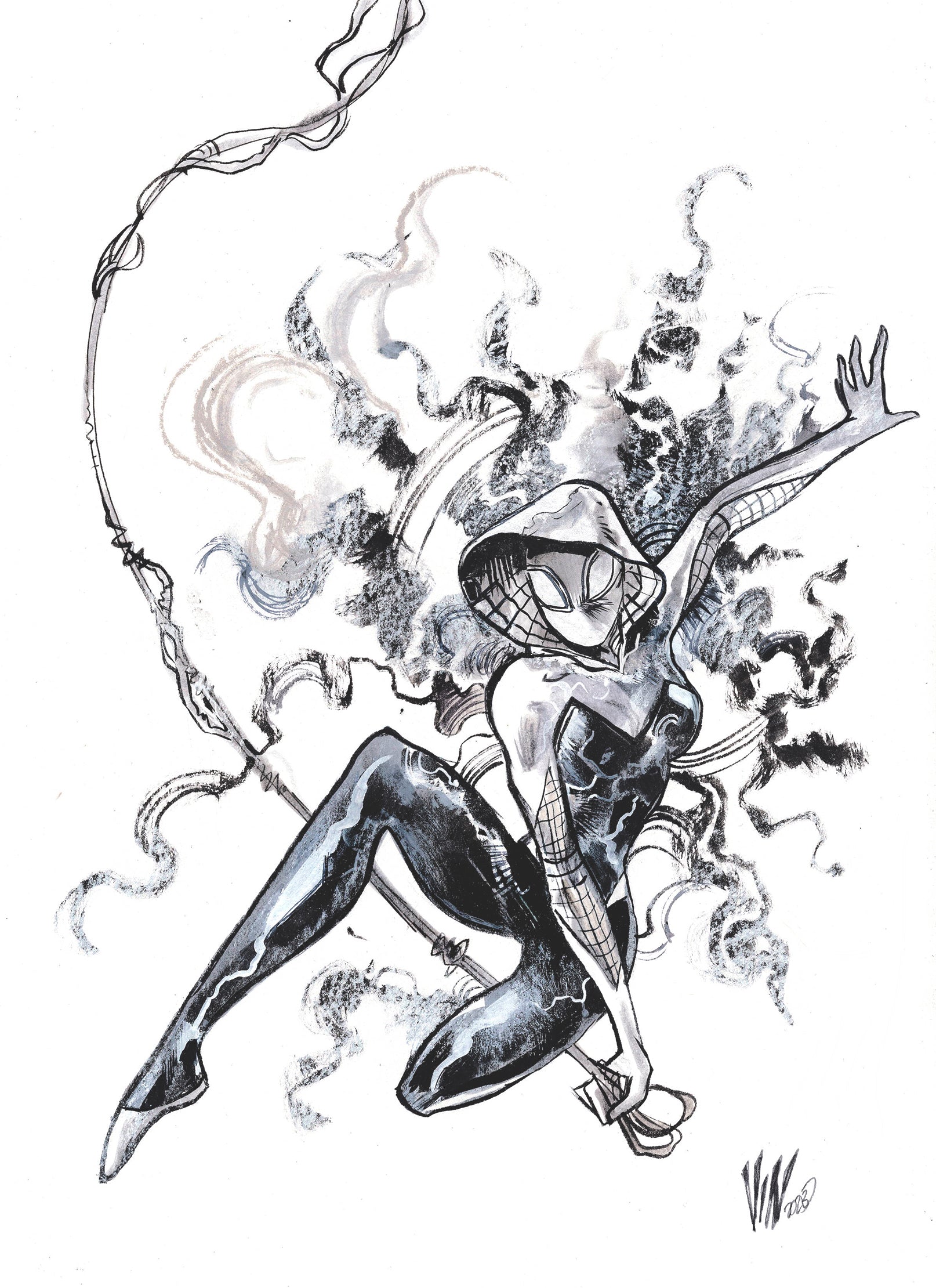 Vincenzo Riccardi Original Art Spider-Verse Gwen 1 Illustration