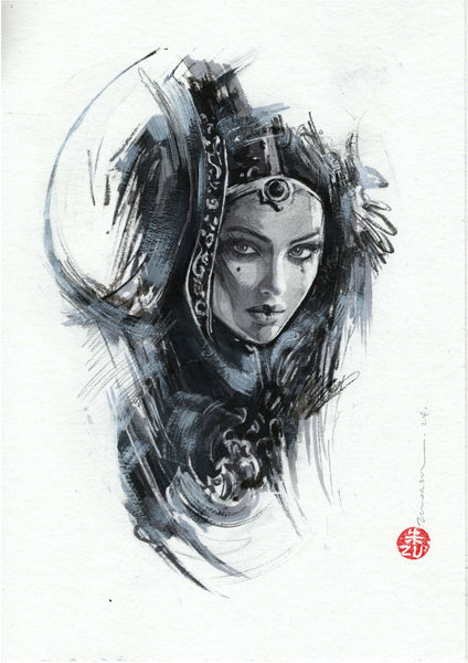 Zu Orzu Original Art Mixed Media Portraits Week 1: Amidala Star Wars