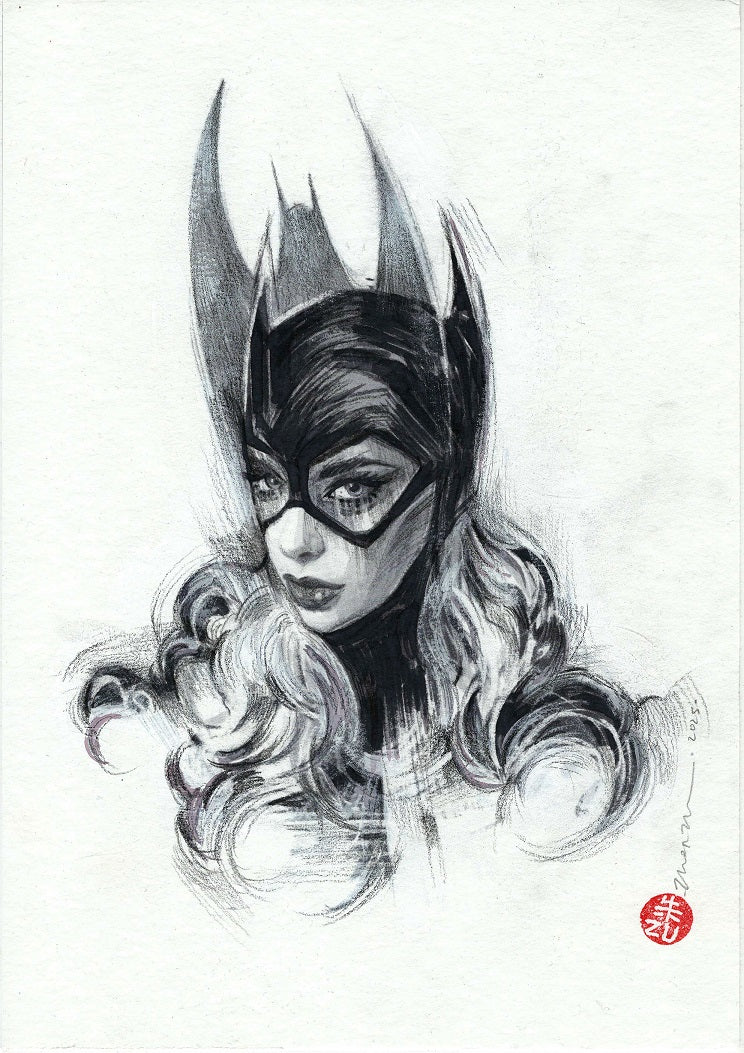 Zu Orzu Original Art Mixed Media Portraits Week 1: Batgirl