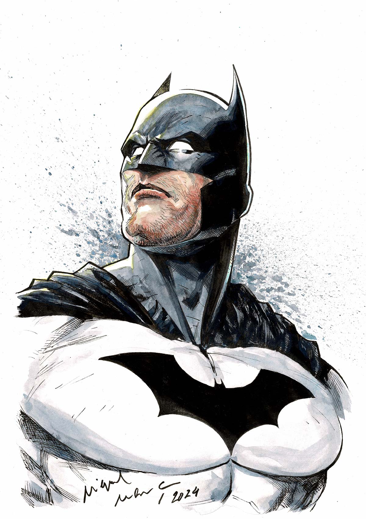 Miguel Mendonca Original Art Batman Bust Illustration