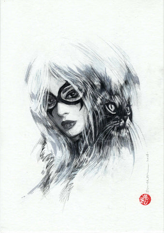 Zu Orzu Original Art Mixed Media Portraits Week 2: Black Cat