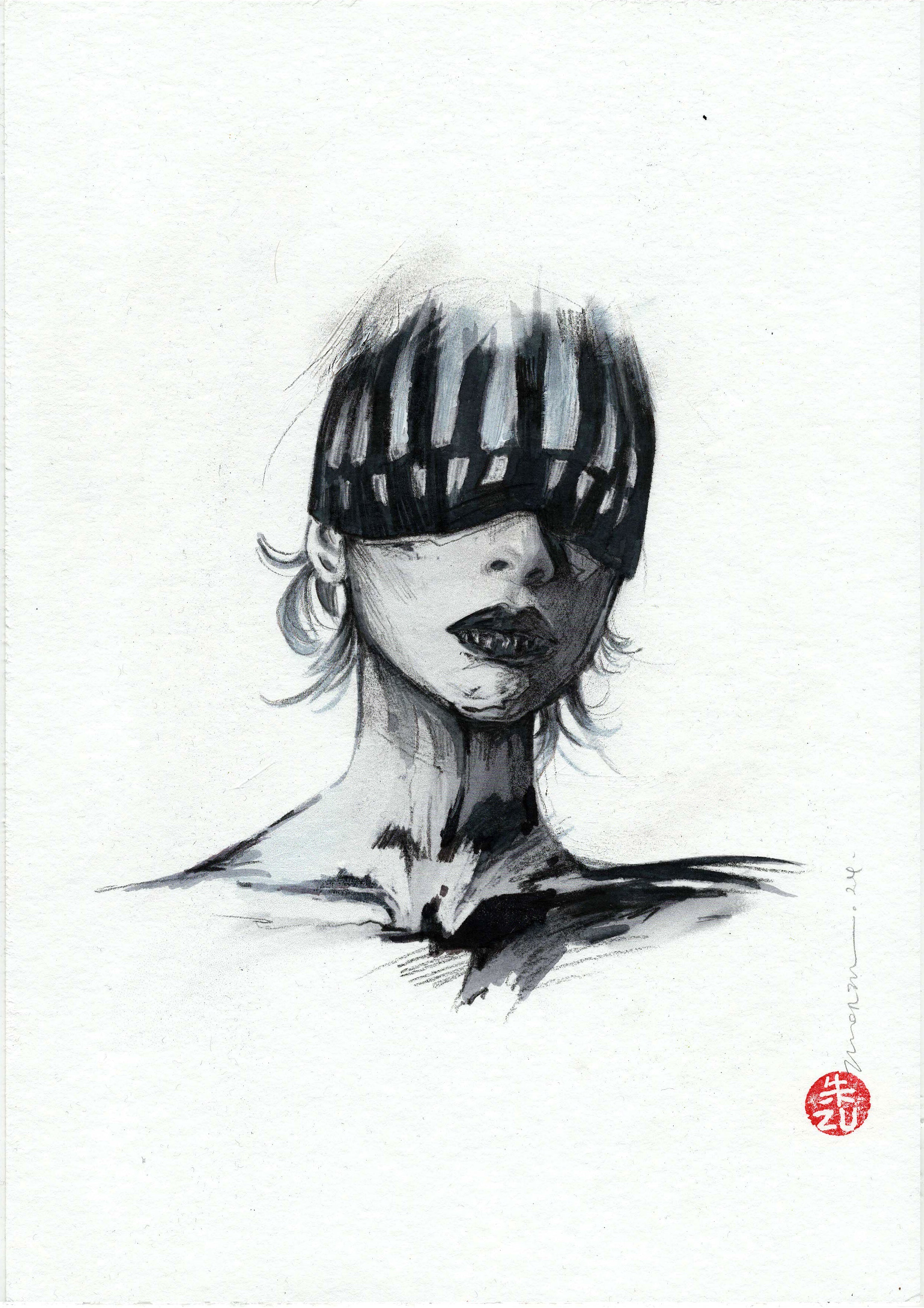 Zu Orzu Original Art Mixed Media Portraits Week 1: Cutter Something is Killing the Children