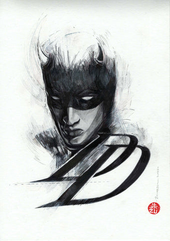 Zu Orzu Original Art Mixed Media Portraits Week 4: Daredevil