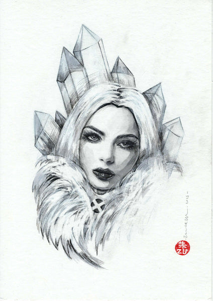 Zu Orzu Original Art Mixed Media Portraits Week 2: Emma Frost