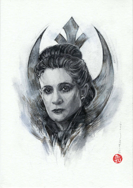 Zu Orzu Original Art Mixed Media Portraits Week 2: General Leia Star Wars