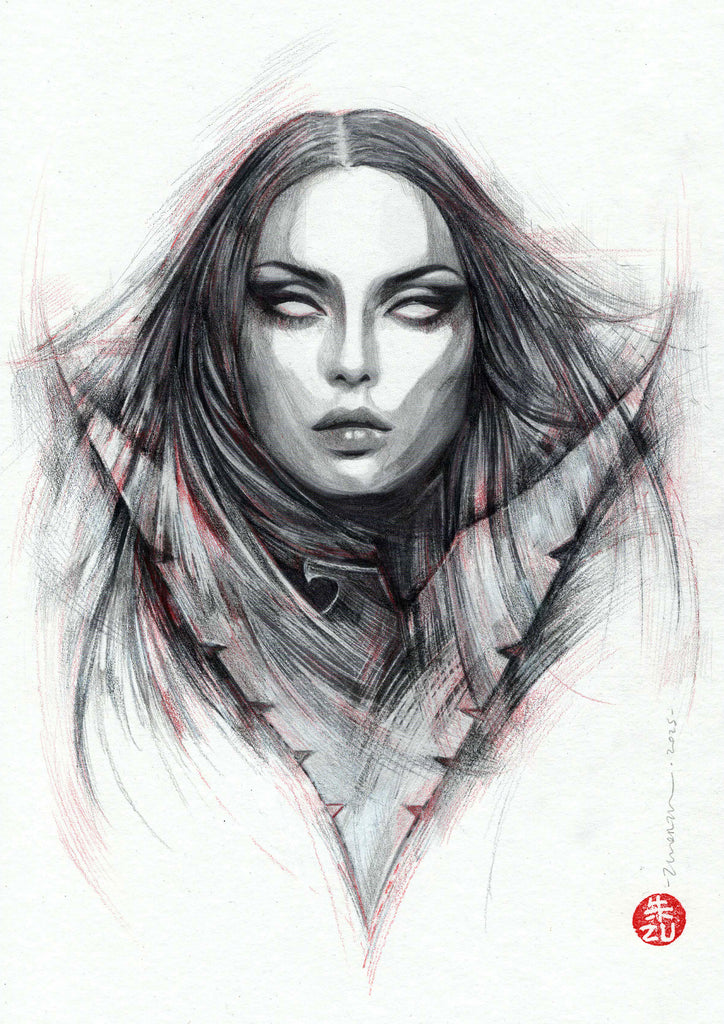 Zu Orzu Original Art Mixed Media Portraits Week 4: Phoenix Comic Art