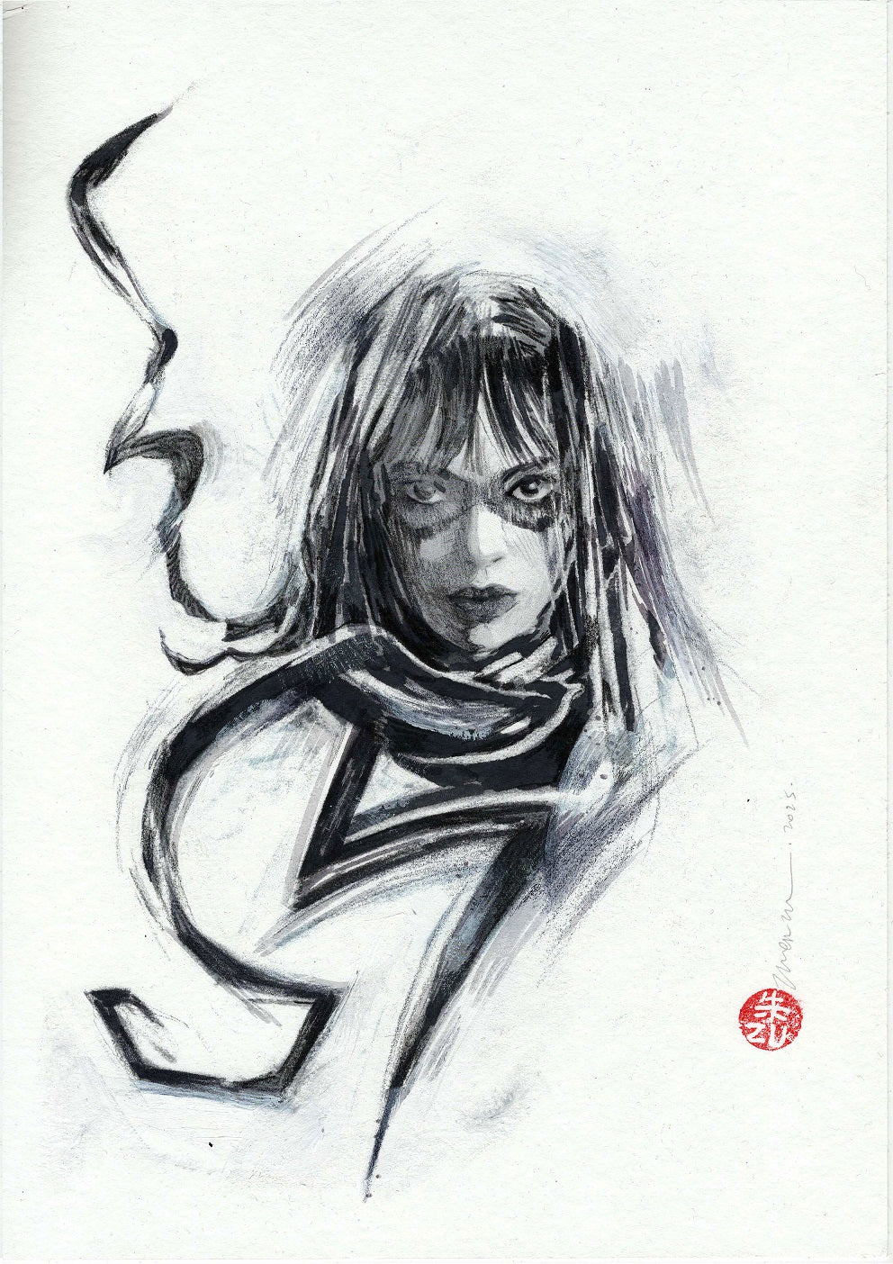 Zu Orzu Original Art Mixed Media Portraits Week 1: Ms Marvel