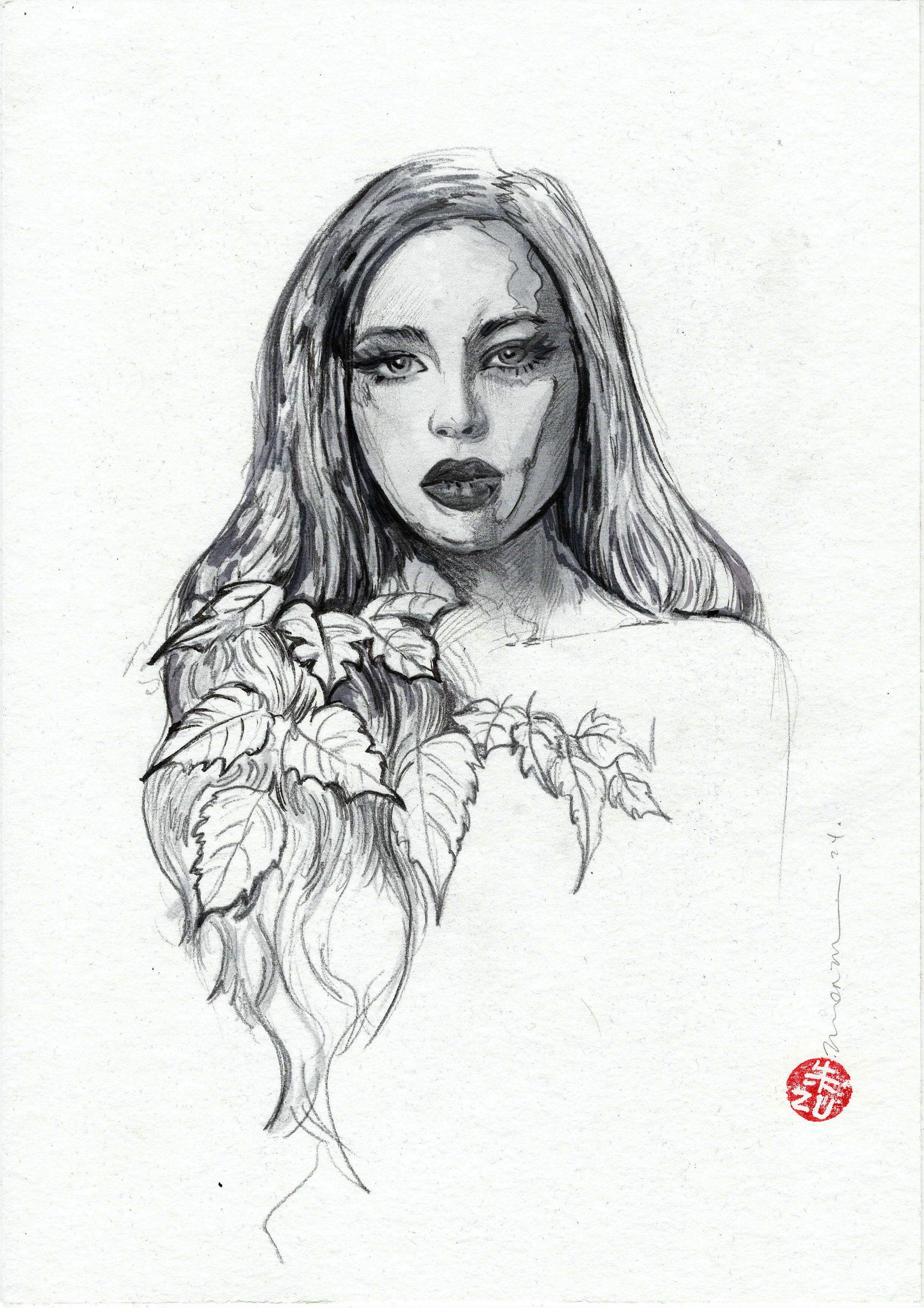 Zu Orzu Original Art Mixed Media Portraits Week 1: Poison Ivy