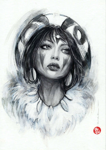 Zu Orzu Original Art Mixed Media Portraits Week 4: Princess Mononoke