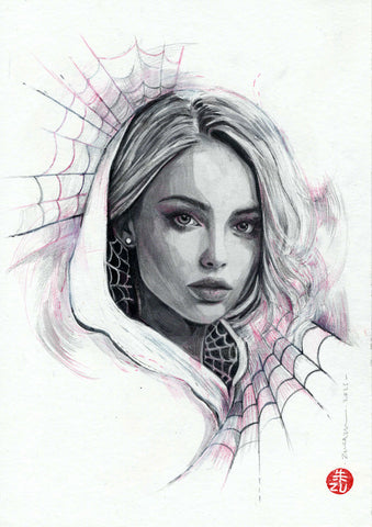 Zu Orzu Original Art Mixed Media Portraits Week 4: Spider-Gwen