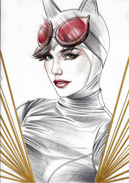 Fred Ian Original Art Catwoman DC Heroines Collection Illustration
