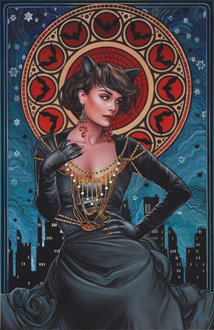 Fred Ian Catwoman Art Nouveau Collection 12x18" Limited To 20 Signed & Numbered Edition Giclee