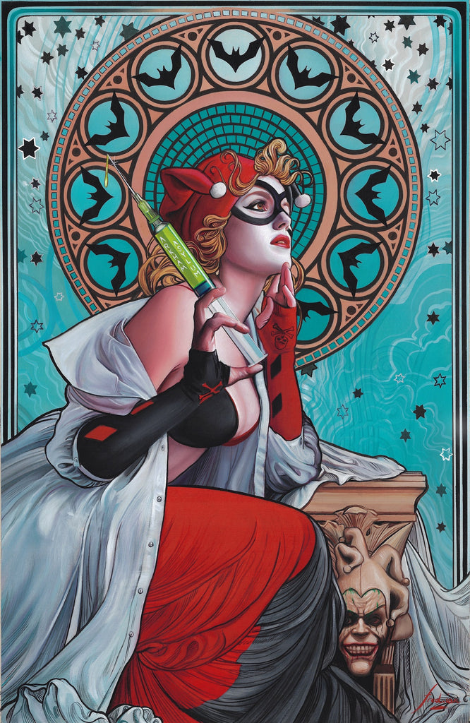 Fred Ian Harley Quinn Art Nouveau Collection 12x18  Limited To 20 Signed & Numbered Edition Giclee Comic Art