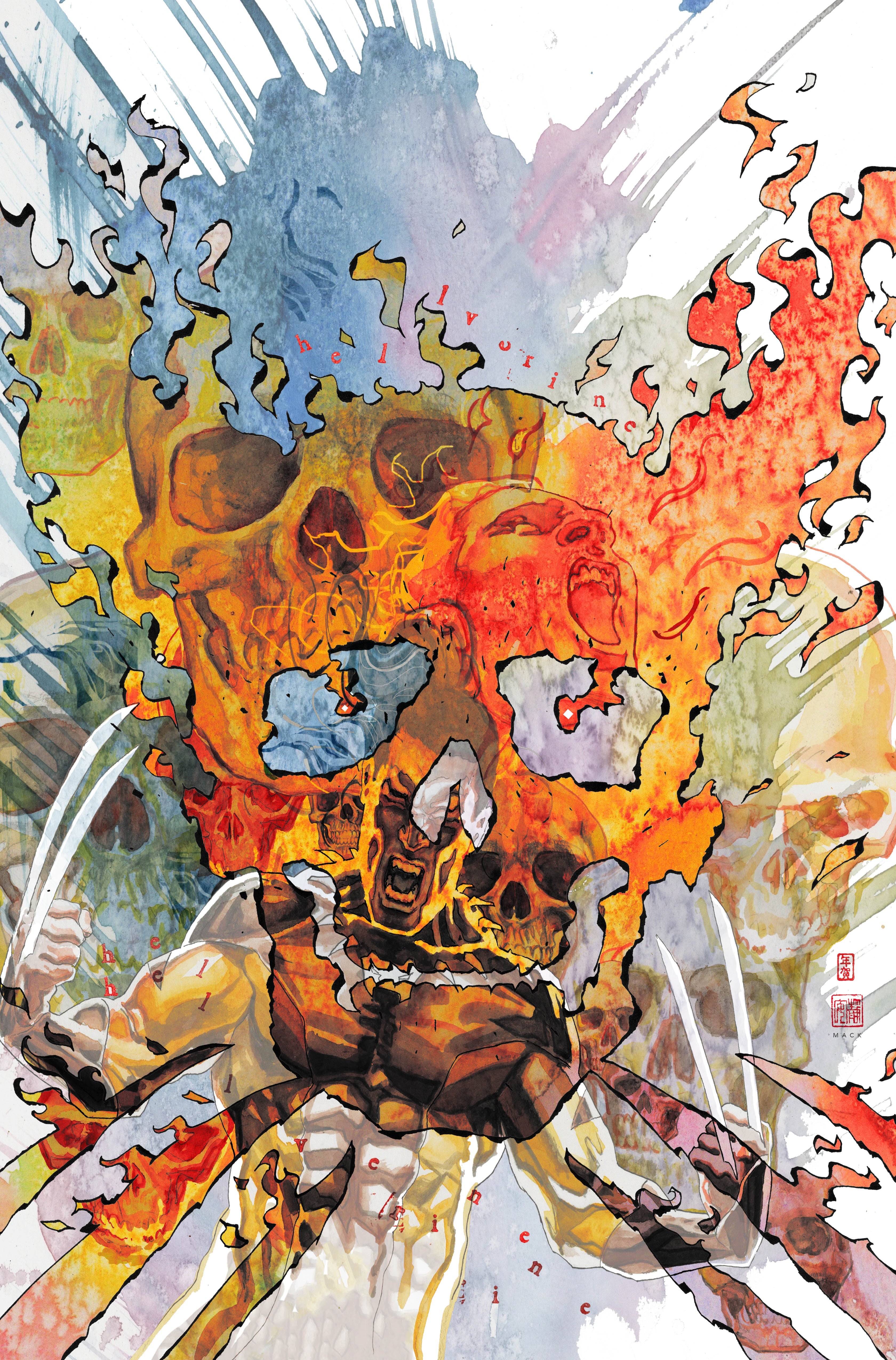 David Mack Original Art Hellverine #3 Cover (includes 7 pieces of original art)