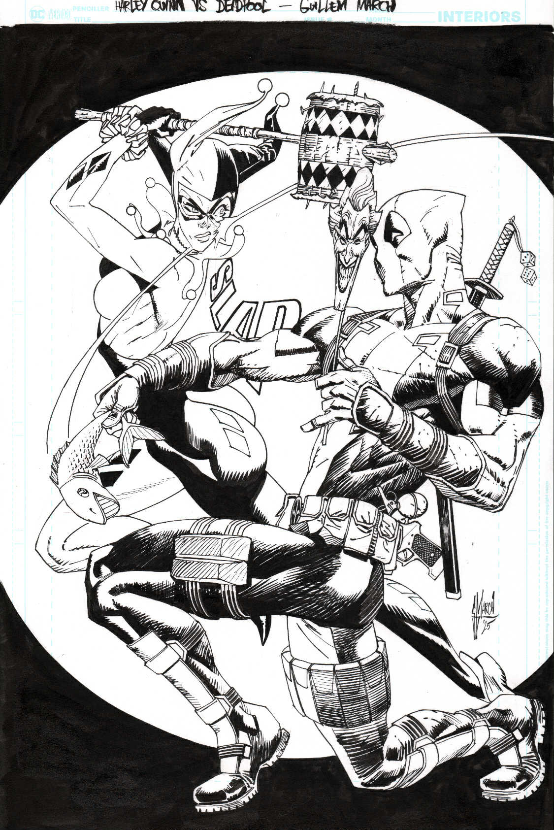 Guillem March Original Art DEADPOOL/BATMAN #1 Cover