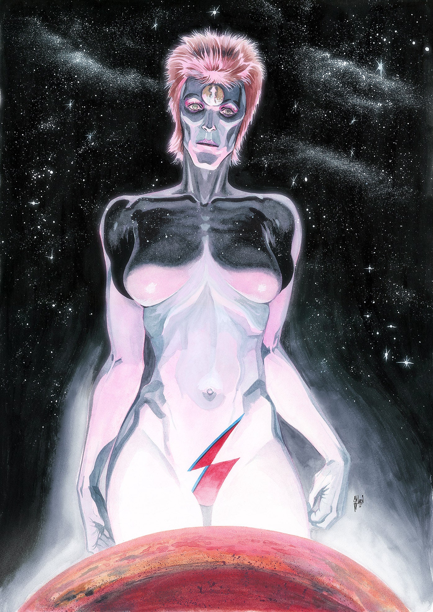 Guillem March Original Art David Bowie Published Tribute Illustration