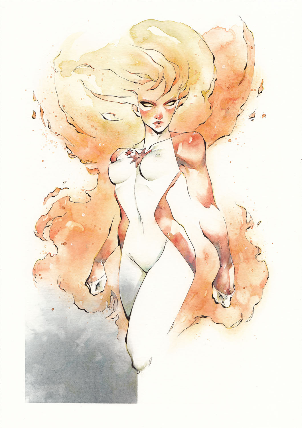 Chuma Hill Original Art A4 Captain Marvel Binary Illustration
