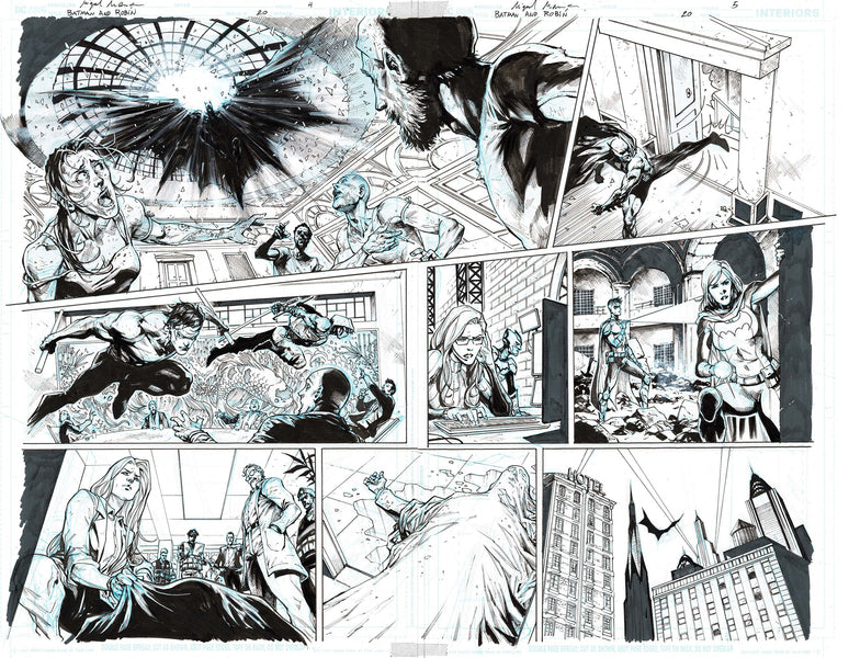 Miguel Mendonca Original Art Batman & Robin #20 Page 4 - 5 Double Page Spread
