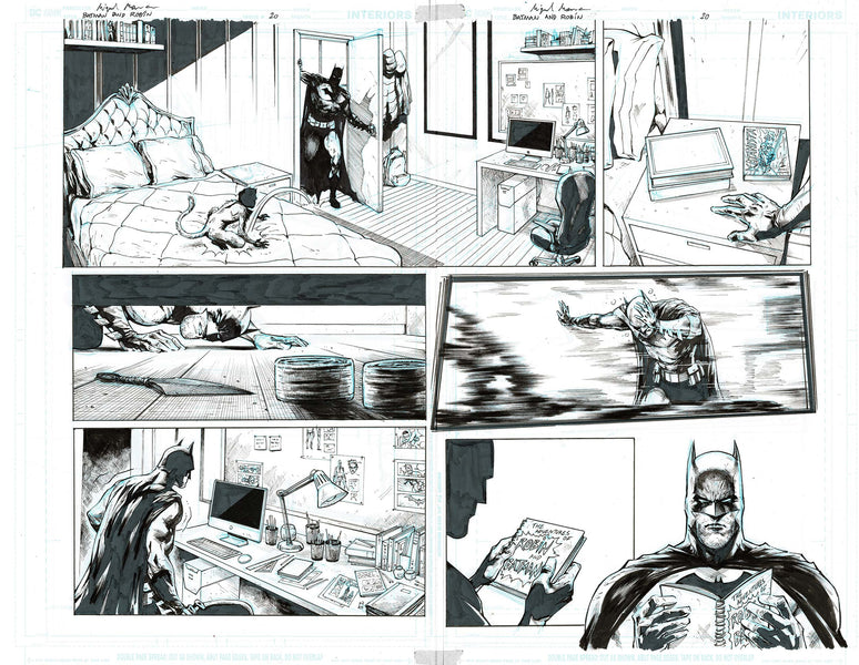 Miguel Mendonca Original Art Batman & Robin #20 Page 8 - 9 Double Page Spread