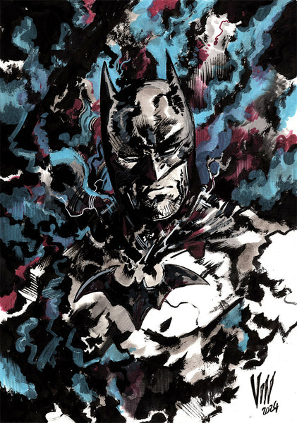 Vincenzo Riccardi Original Art Batman A4 Illustration