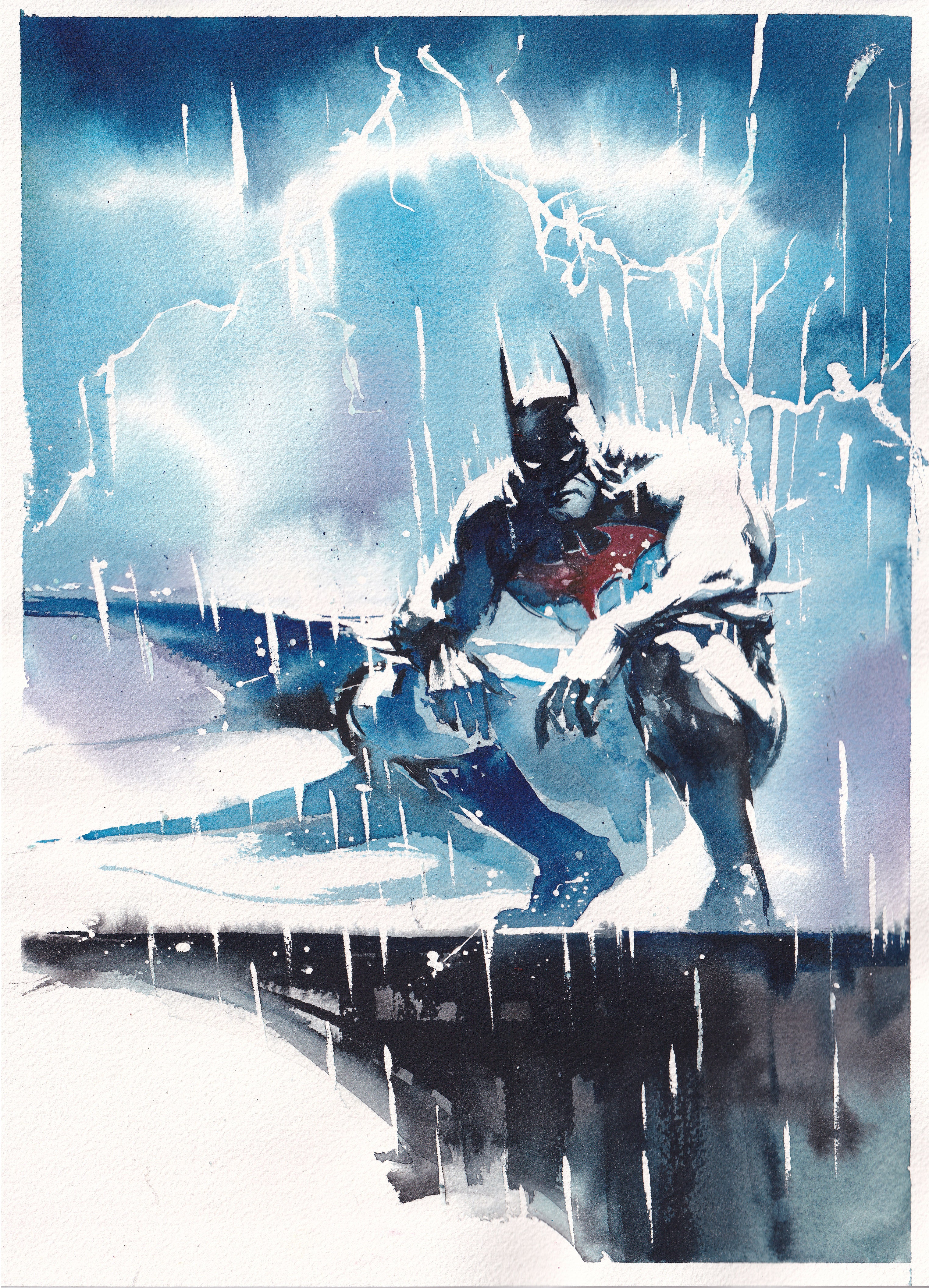 Ito Original Art Batman Blue Illustration