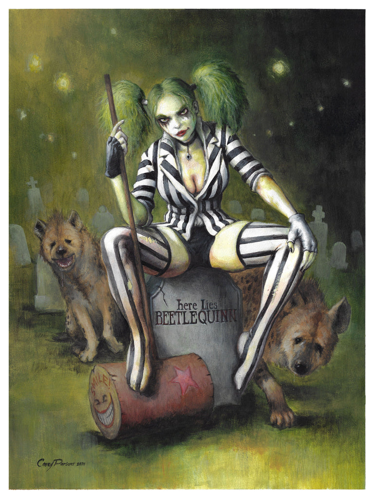 Casey Parsons Original Art Harley Quinn X Cosplay: Beetlejuice Comic Art