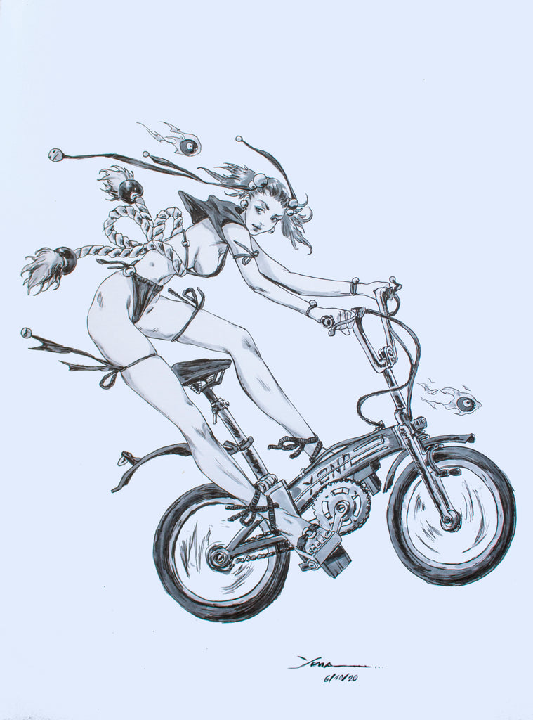 Yona Saura Original Art Bike Doll Illustration Comic Art
