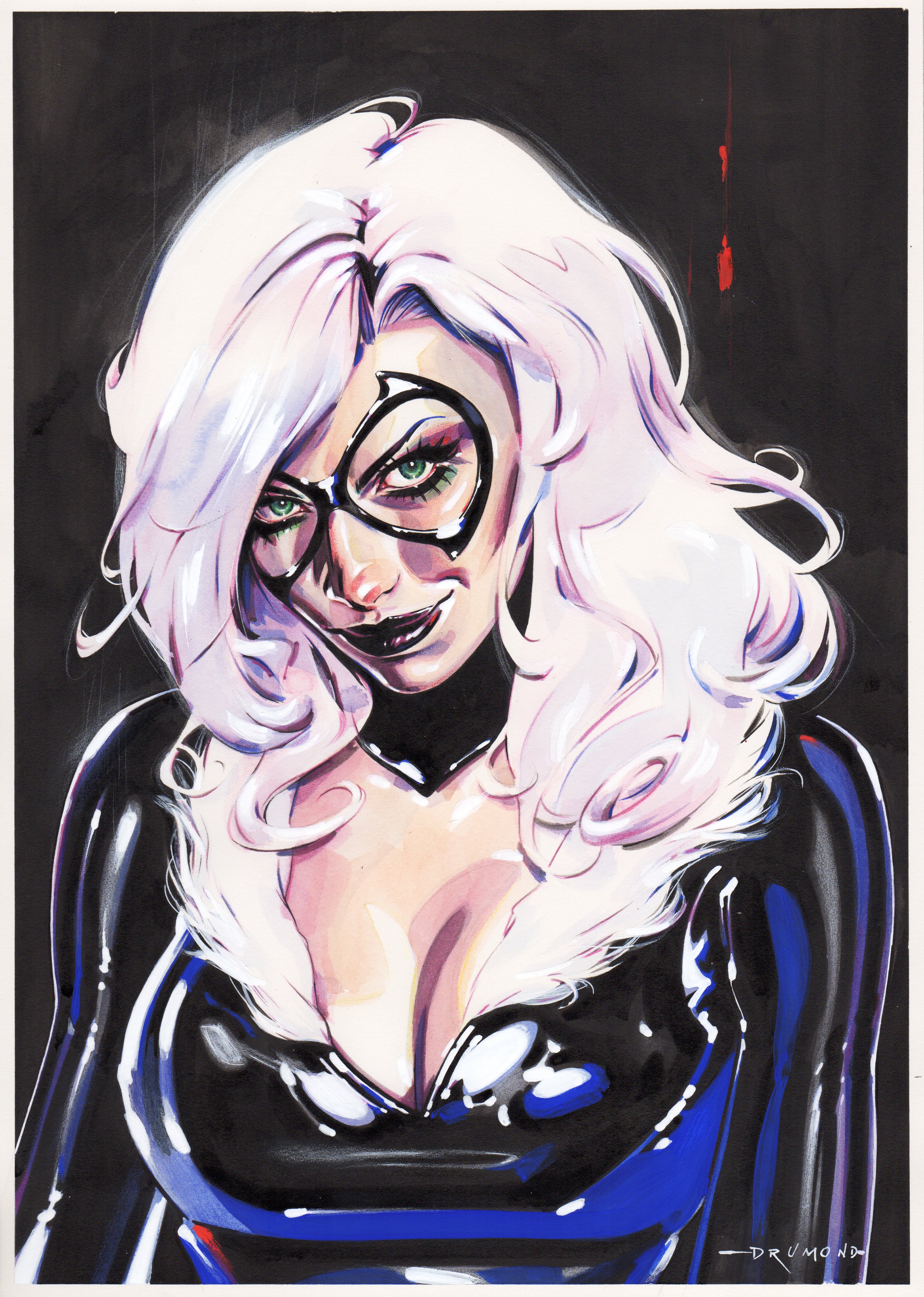 Ricardo Drumond Original Art Black Cat Illustration (Pencil Concept Included)