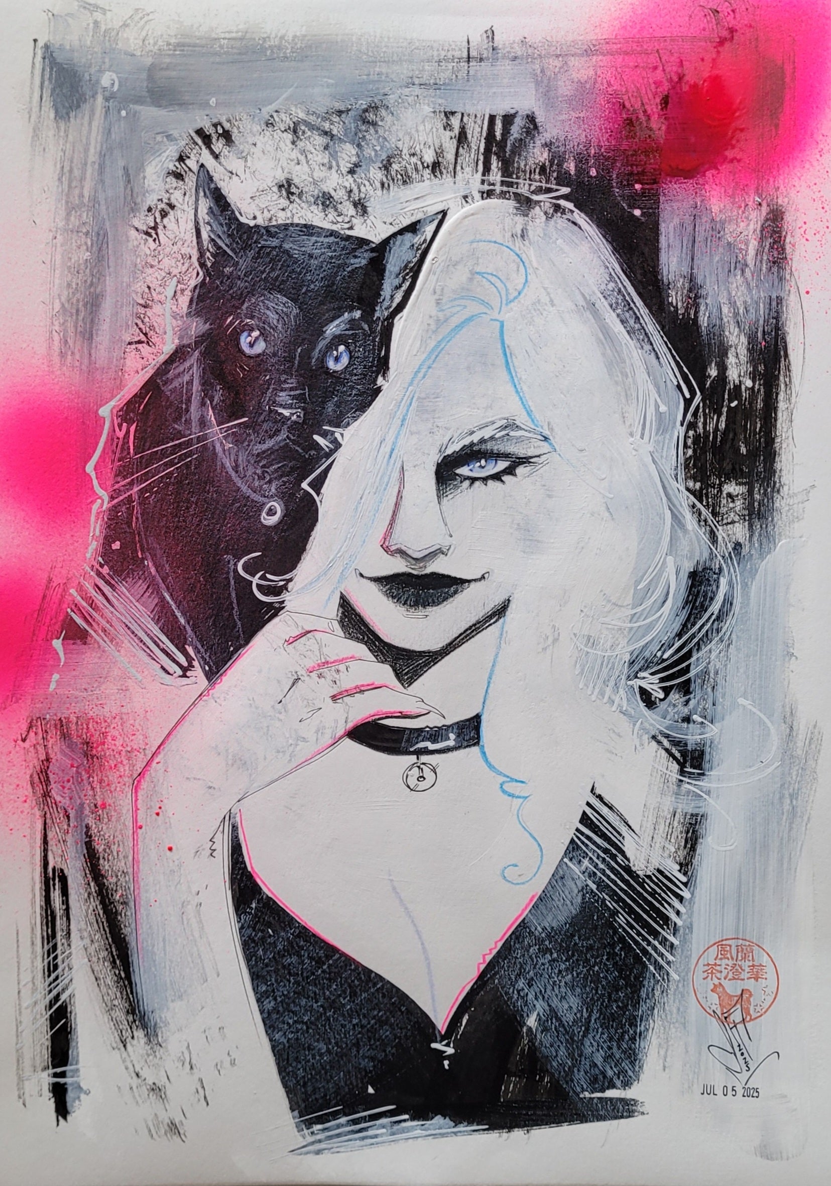 Francesca Fantini Original Art Black Cat Illustration