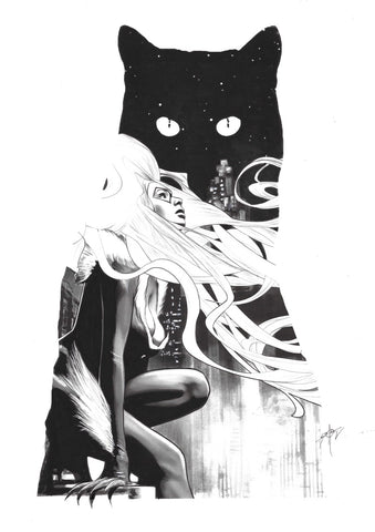 Seth Adams Original Art Black Cat Illustration