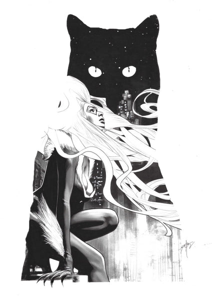 Seth Adams Original Art Black Cat Illustration