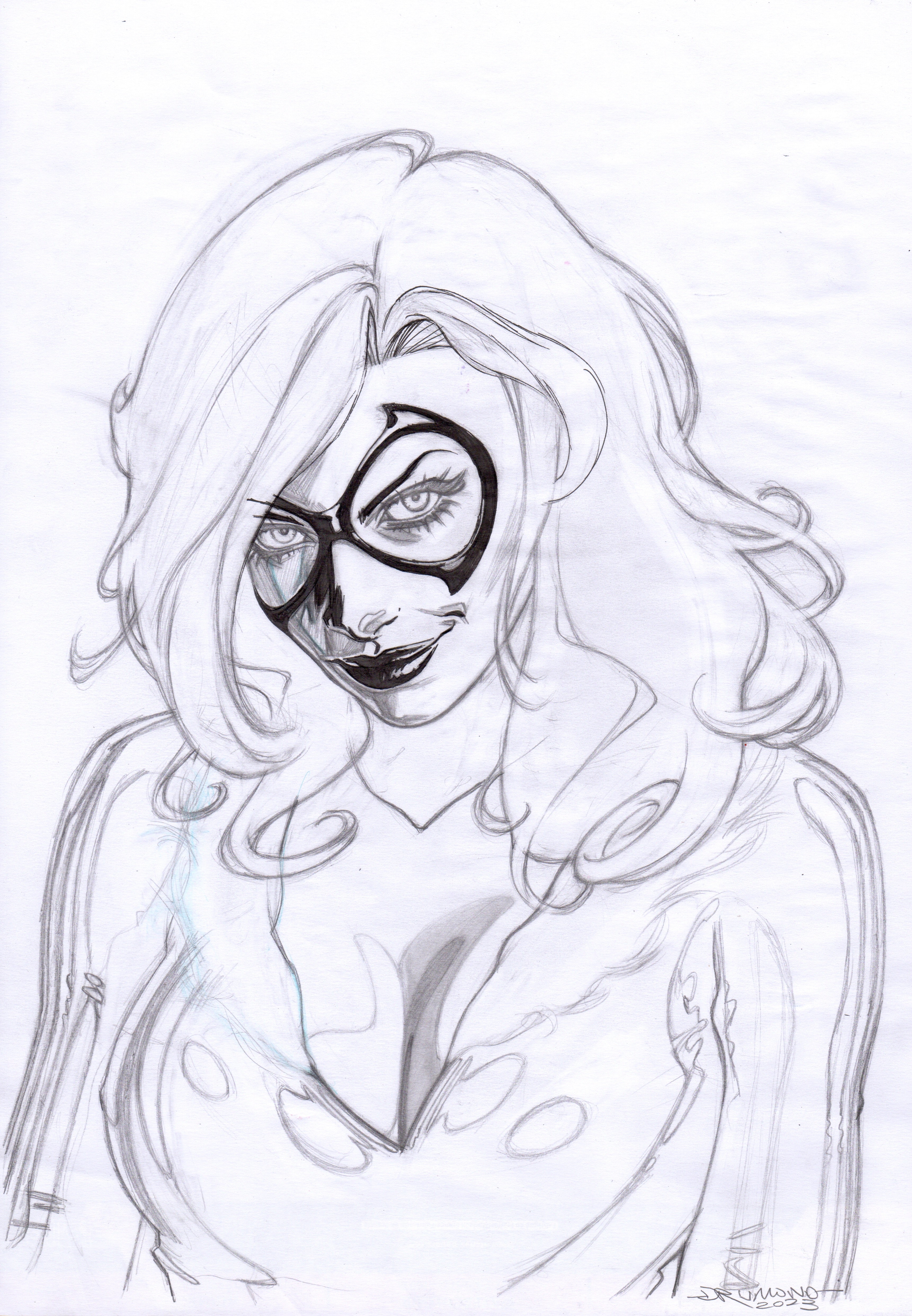 Ricardo Drumond Original Art Black Cat Illustration (Pencil Concept Included)