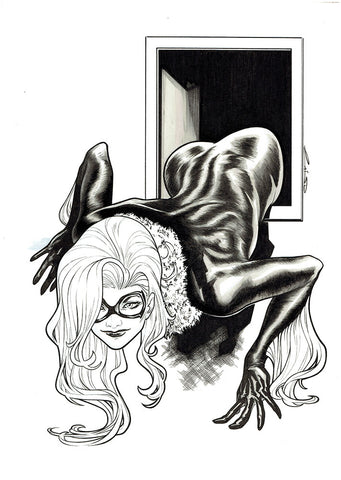 Emilio Laiso Original Art Black Cat A3 Illustration