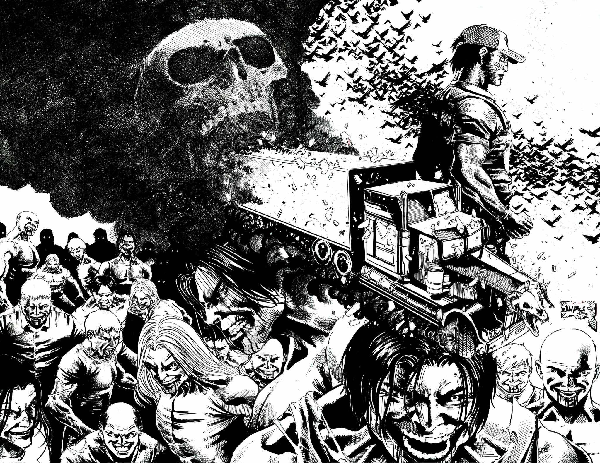 Jimbo Salgado Original Art Post Malone’s Big Rig #1 Wraparound Cover
