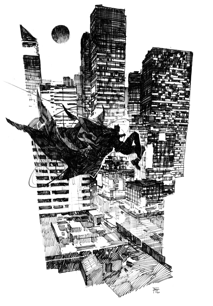 Dike Ruan Original Art Batman Illustration Comic Art