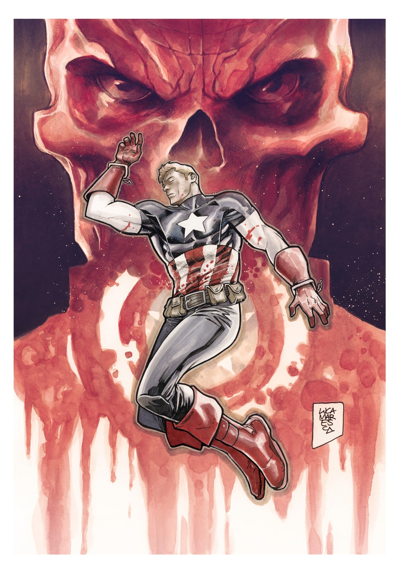 Luca Maresca Original Art Death of Captain America Panini Marvel Anthology Trading Card