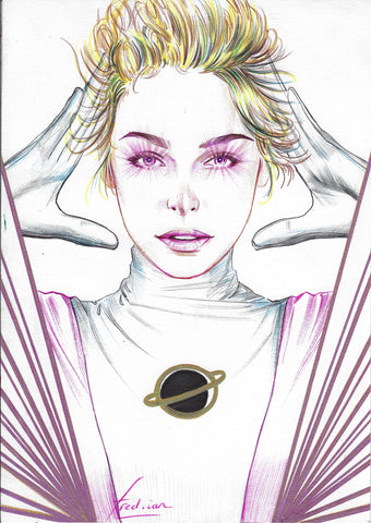 Fred Ian Original Art Saturn Girl DC Heroines Collection Illustration