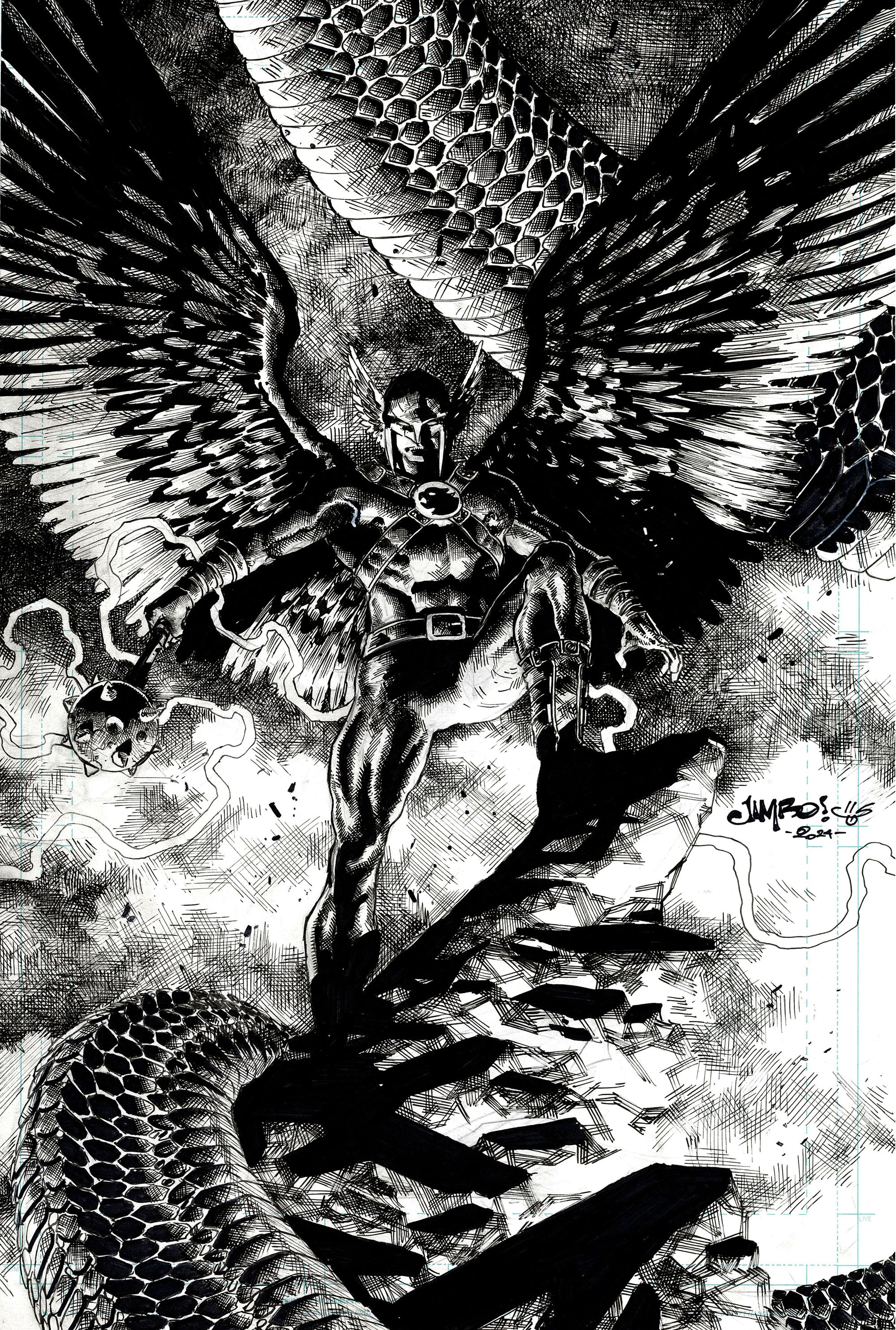 Jimbo Salgado Original Art Hawkman Illustration
