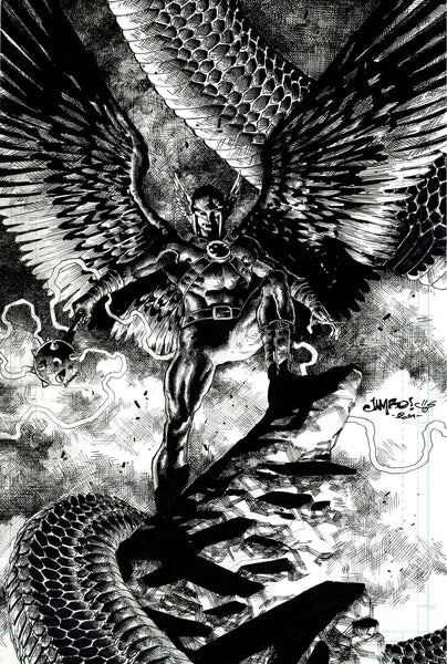 Jimbo Salgado Original Art Hawkman Illustration