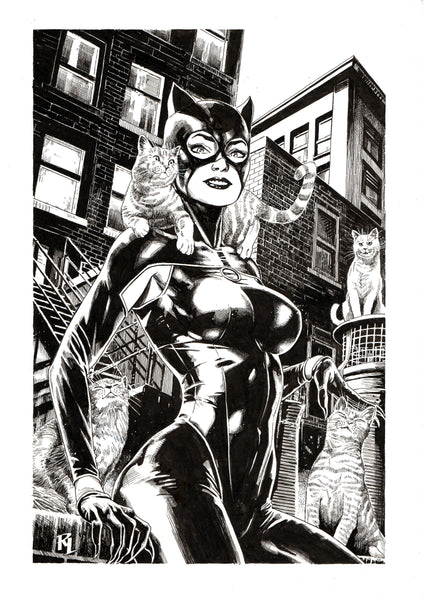 Riccardo Latina Original Art Catwoman Batman Villains Collection Illustration