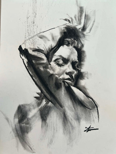 Ito Original Art Charcoal Catwoman Illustration 2