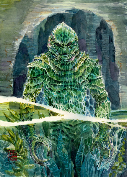 Tony Moy Original Art Creature from the Black Lagoon Watercolour Illustration