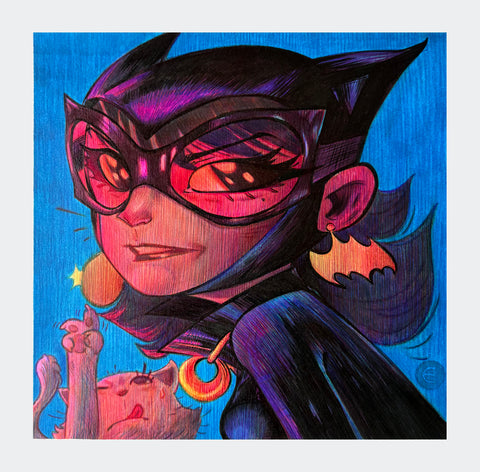 Eduardo Vieira Original Art Catwoman Illustration