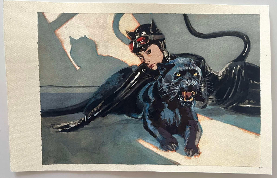 Andrea Cucchi Original Art Catwoman Painted Sketch