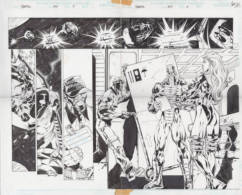 Paco Diaz Original Art Deadpool #41 Double Page Spread Pages 5-6