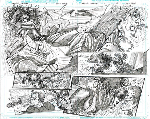 Sergio Davila Original Art Daredevil: Gang War #2 Page 4-5 Double Page Spread